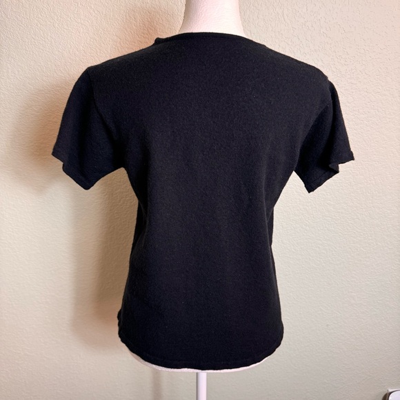 Joan & David‎ Women's Sweater Size O.S. Black Short Sleeve Merino Wool Blend - Picture 3 of 5